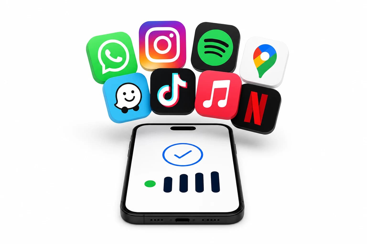 A travel eSIM powering navigation, internet calls and messages, and social media on a phone